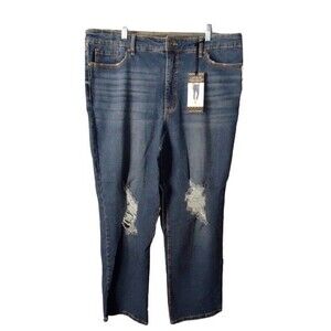 Sofia Vergara Jeans Leslie Distressed Super High Rise Slim Straight Womens 18